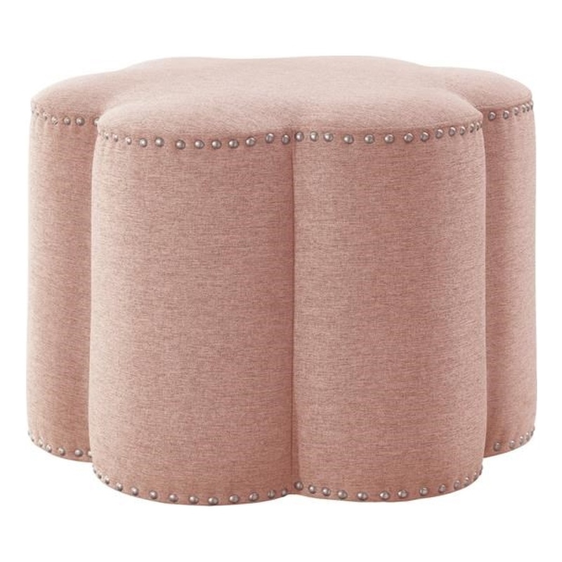Jamil Ottoman Pink Linen 24.5L x 24.5W x 18.5H Upholstered Nailhead Trim