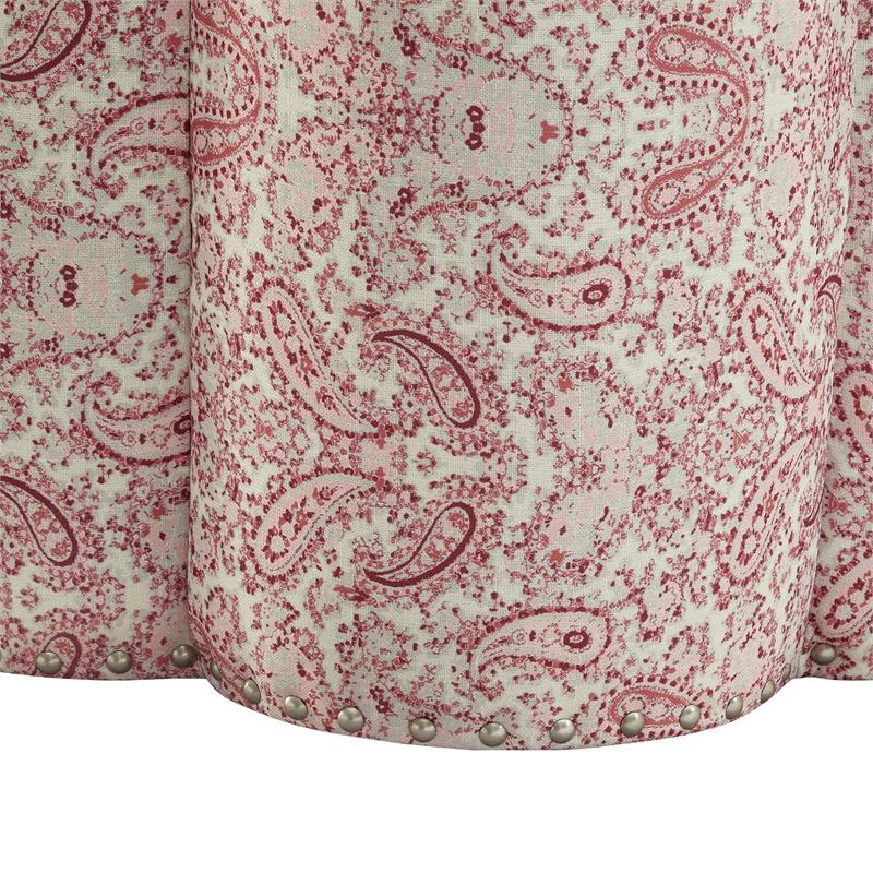 Jamil Ottoman Paisley Red Linen 24.5L x 24.5W x 18.5H Upholstered Nailhead Trim