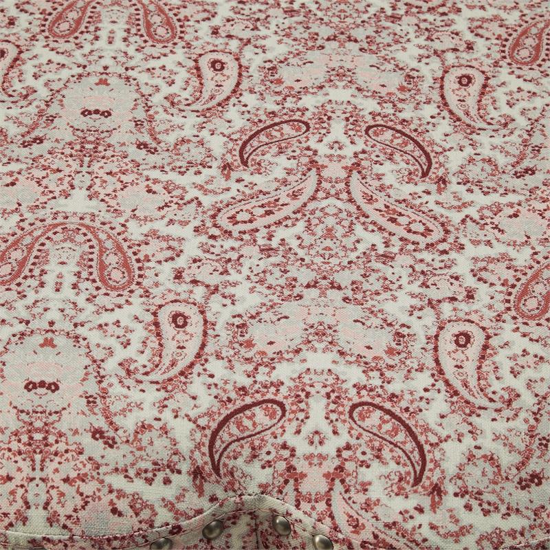 Jamil Ottoman Paisley Red Linen 24.5L x 24.5W x 18.5H Upholstered Nailhead Trim