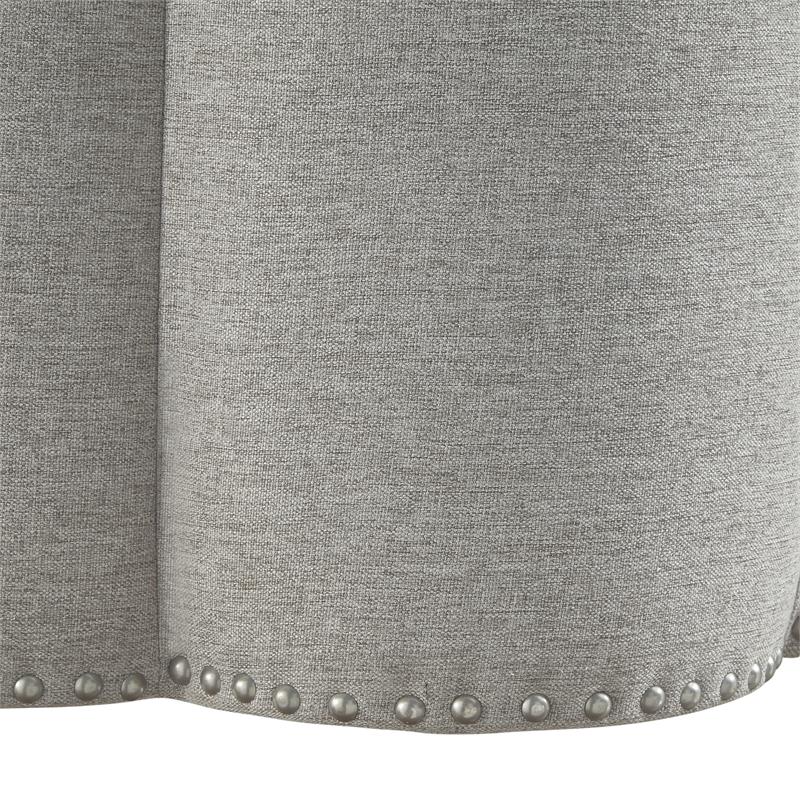 Jamil Ottoman Taupe Linen 24.5L x 24.5W x 18.5H Upholstered Nailhead Trim
