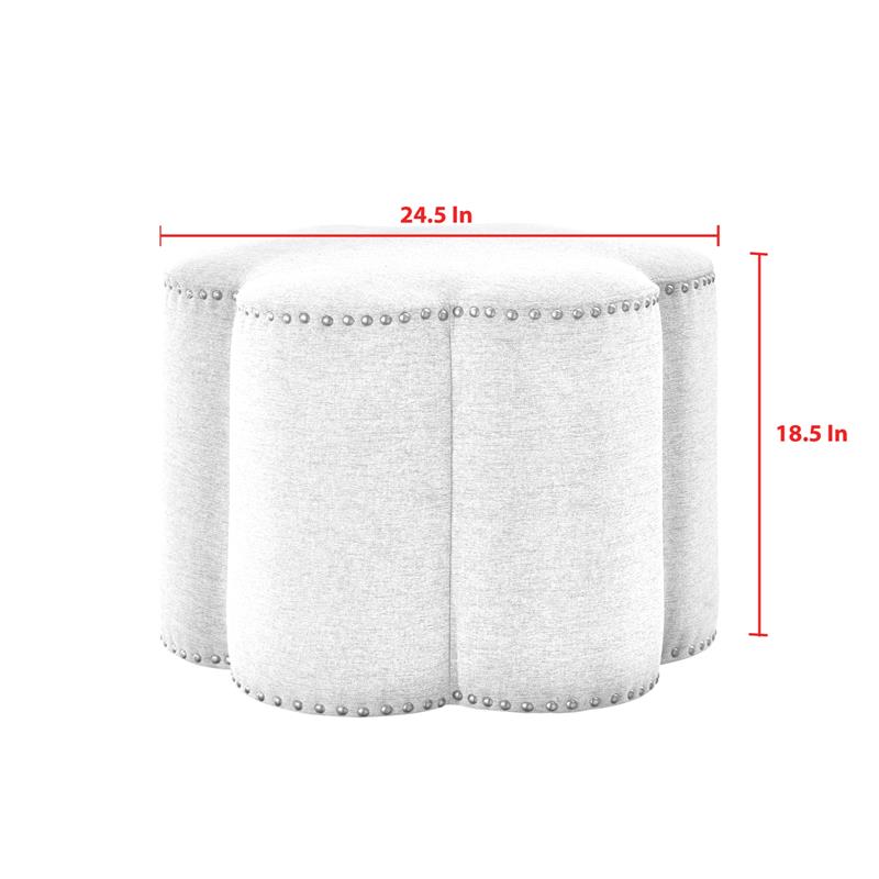 Jamil Ottoman Taupe Linen 24.5L x 24.5W x 18.5H Upholstered Nailhead Trim