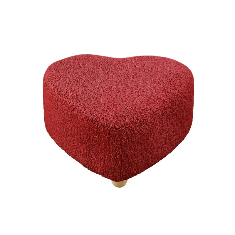 Katia Ottoman Red Sherpa 25.2L x 25.2W x 13.3H Upholstered Low Profile