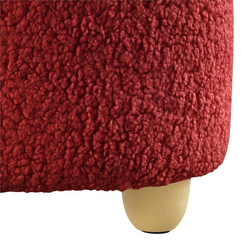 Katia Ottoman Red Sherpa 25.2L x 25.2W x 13.3H Upholstered Low Profile