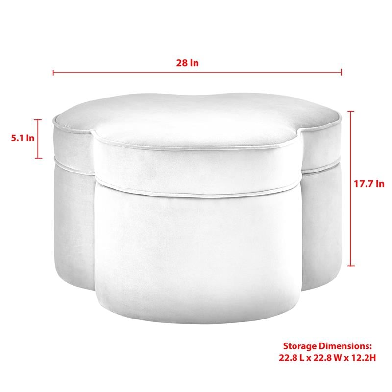 Kristin Ottoman Blush Velvet 28L x 28W x 17.7H Upholstered Storage