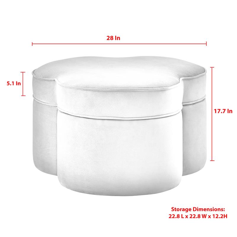 Kristin Ottoman Grey Velvet 28L x 28W x 17.7H Upholstered Storage