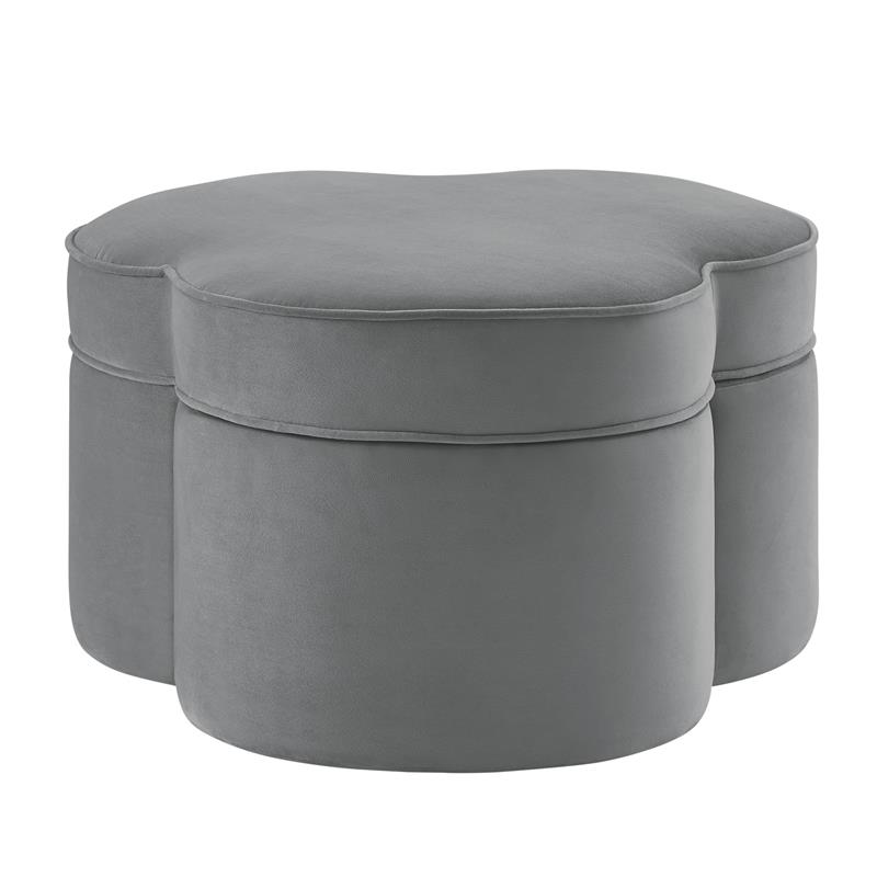 Kristin Ottoman Grey Velvet 28L x 28W x 17.7H Upholstered Storage