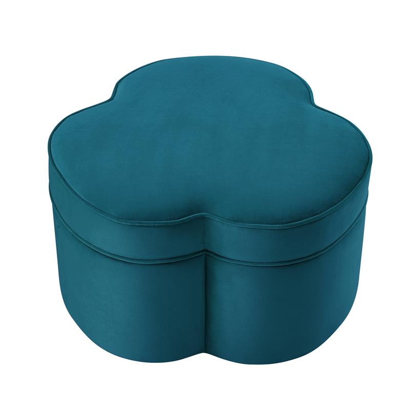 Kristin Ottoman Teal Velvet 28L x 28W x 17.7H Upholstered Storage
