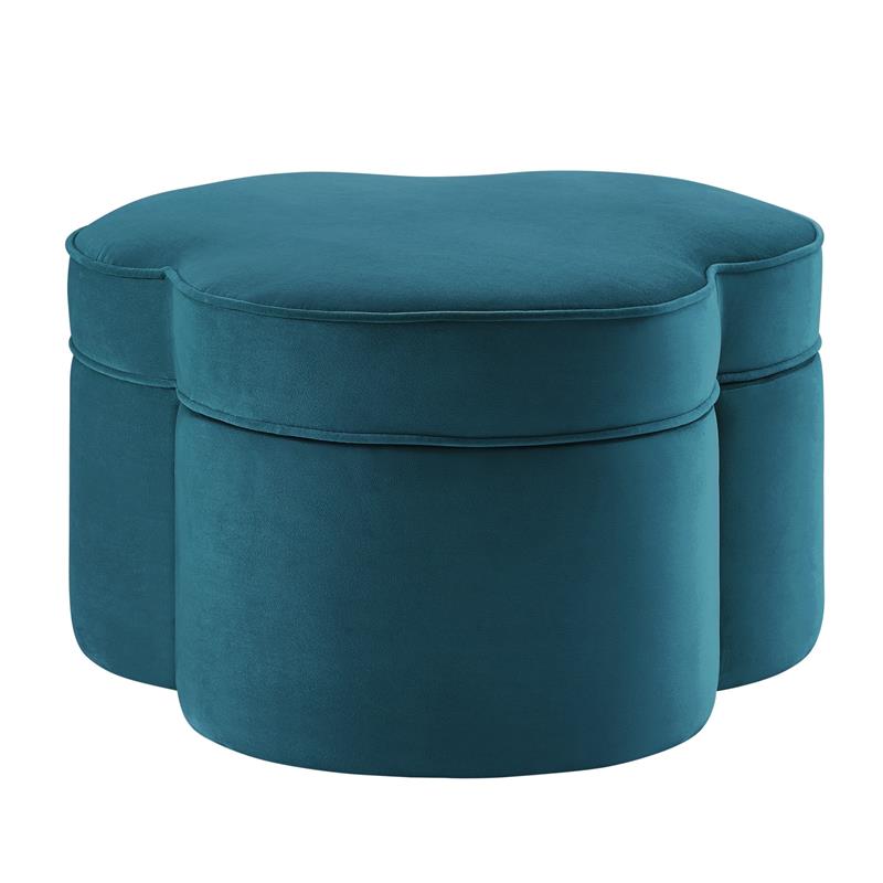 Kristin Ottoman Teal Velvet 28L x 28W x 17.7H Upholstered Storage