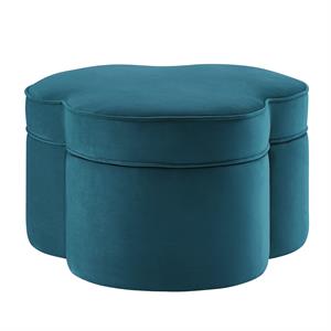 Kristin Ottoman Teal Velvet 28L x 28W x 17.7H Upholstered Storage