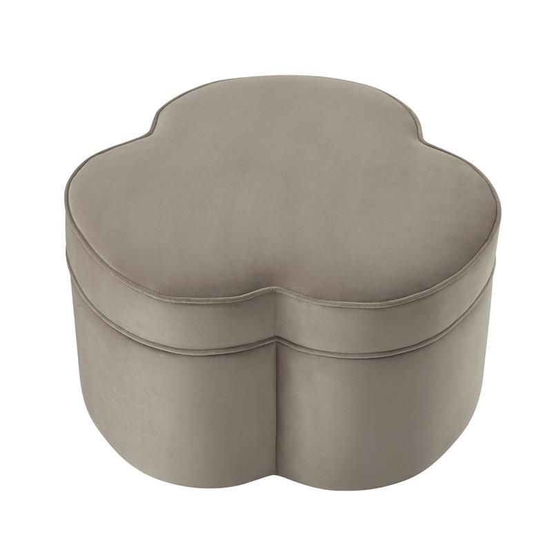 Kristin Ottoman Taupe Velvet 28L x 28W x 17.7H Upholstered Storage