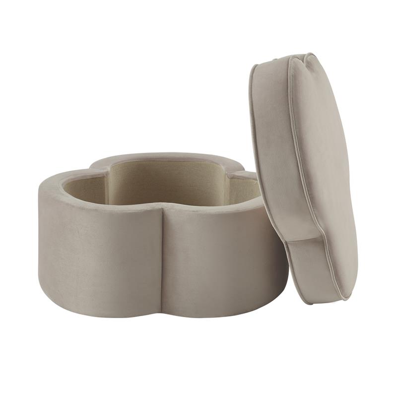 Kristin Ottoman Taupe Velvet 28L x 28W x 17.7H Upholstered Storage