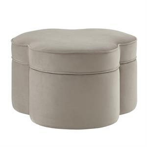 Kristin Ottoman Taupe Velvet 28L x 28W x 17.7H Upholstered Storage