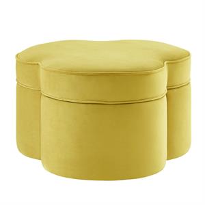 Kristin Ottoman Yellow Velvet 28L x 28W x 17.7H Upholstered Storage