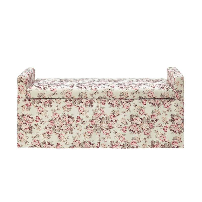 Khloee Bench Cluster Red Linen 50.2L x 19.6W x 22H Upholstered Square Arms