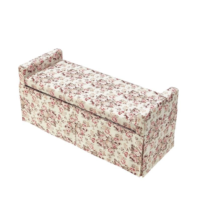 Khloee Bench Cluster Red Linen 50.2L x 19.6W x 22H Upholstered Square Arms