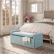 Khloee Bench Indes Blue Ground Linen 50.2L x 19.6W x 22H Upholstered Square Arms