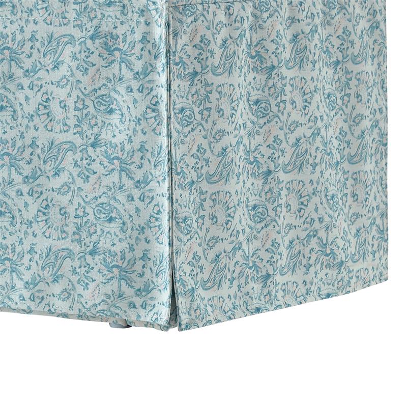 Khloee Bench Indes Blue Ground Linen 50.2L x 19.6W x 22H Upholstered Square Arms