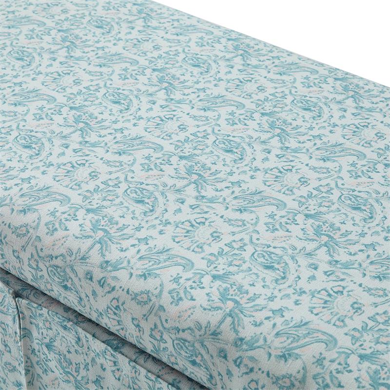 Khloee Bench Indes Blue Ground Linen 50.2L x 19.6W x 22H Upholstered Square Arms