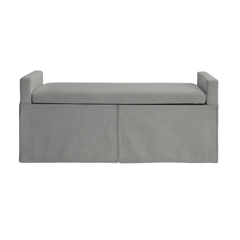Khloee Bench Light Grey Linen 50.2L x 19.6W x 22H Upholstered Square Arms