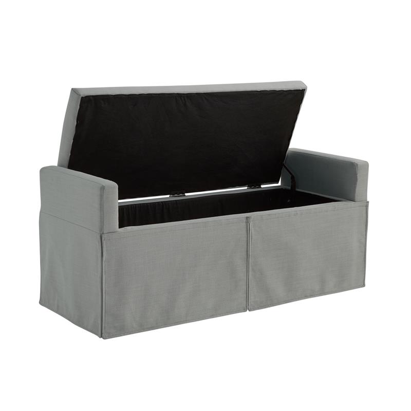Khloee Bench Light Grey Linen 50.2L x 19.6W x 22H Upholstered Square Arms