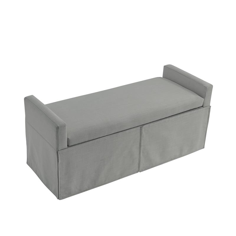 Khloee Bench Light Grey Linen 50.2L x 19.6W x 22H Upholstered Square Arms