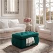 Koby Ottoman Emerald Green Velvet 36.4L x 25W x 17H Upholstered Button Tufted