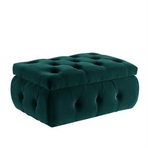 Koby Ottoman Emerald Green Velvet 36.4L x 25W x 17H Upholstered Button Tufted