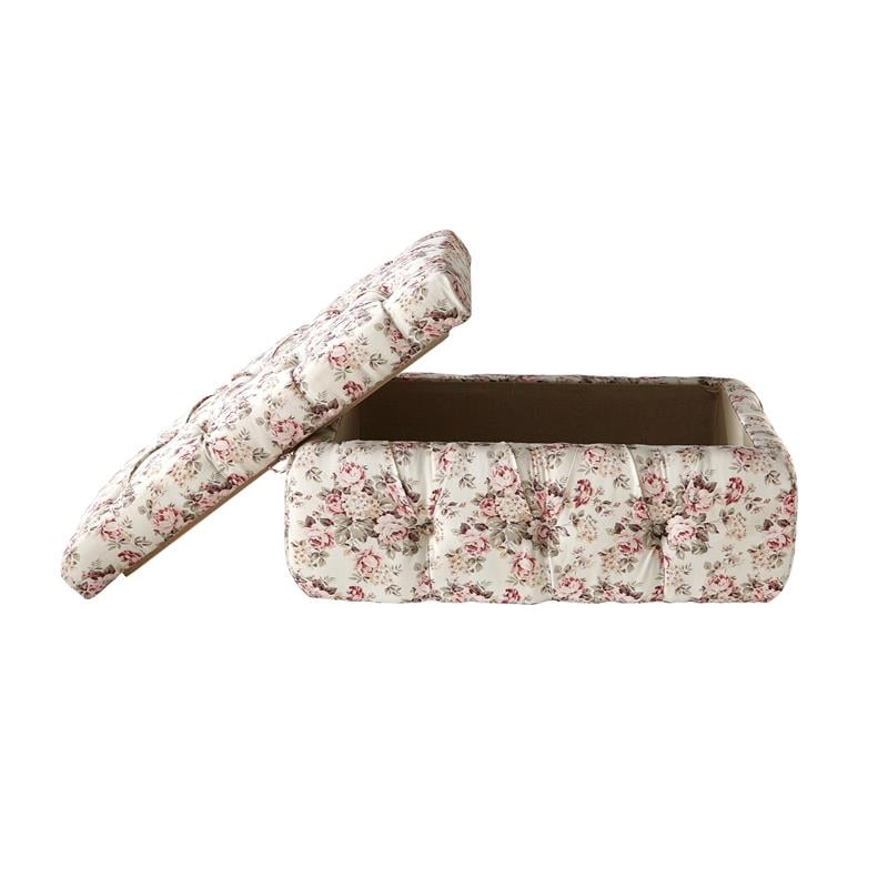 Koby Ottoman Cluster Red Linen 36.4L x 25W x 17H Upholstered Button Tufted