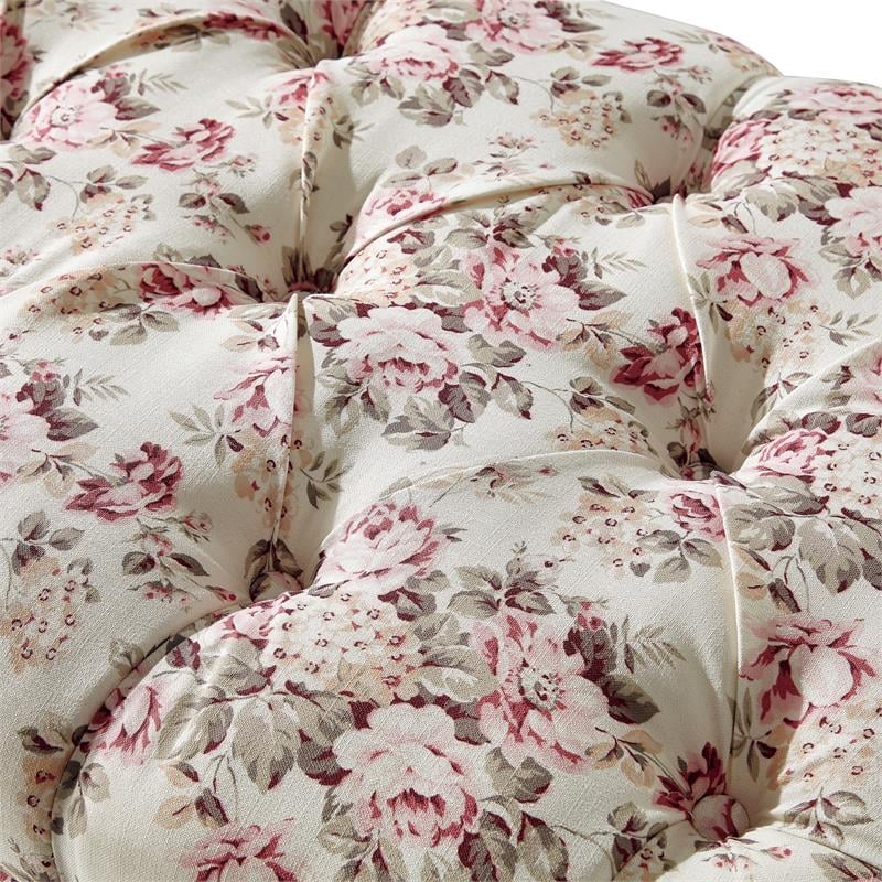 Koby Ottoman Cluster Red Linen 36.4L x 25W x 17H Upholstered Button Tufted