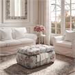 Koby Ottoman Manor Floral Linen 36.4L x 25W x 17H Upholstered Button Tufted