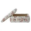 Koby Ottoman Manor Floral Linen 36.4L x 25W x 17H Upholstered Button Tufted