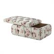 Koby Ottoman Manor Floral Linen 36.4L x 25W x 17H Upholstered Button Tufted