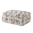 Koby Ottoman Manor Floral Linen 36.4L x 25W x 17H Upholstered Button Tufted