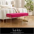 Abygail Bench Fuchsia/Gold Velvet 42.2L x 14.6W x 17.7H Upholstered Acrylic Base