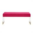 Abygail Bench Fuchsia/Gold Velvet 42.2L x 14.6W x 17.7H Upholstered Acrylic Base
