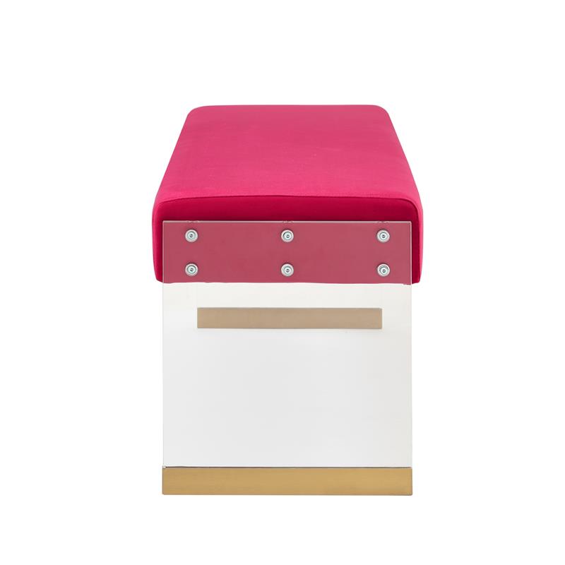Abygail Bench Fuchsia/Gold Velvet 42.2L x 14.6W x 17.7H Upholstered Acrylic Base