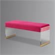 Abygail Bench Fuchsia/Gold Velvet 42.2L x 14.6W x 17.7H Upholstered Acrylic Base