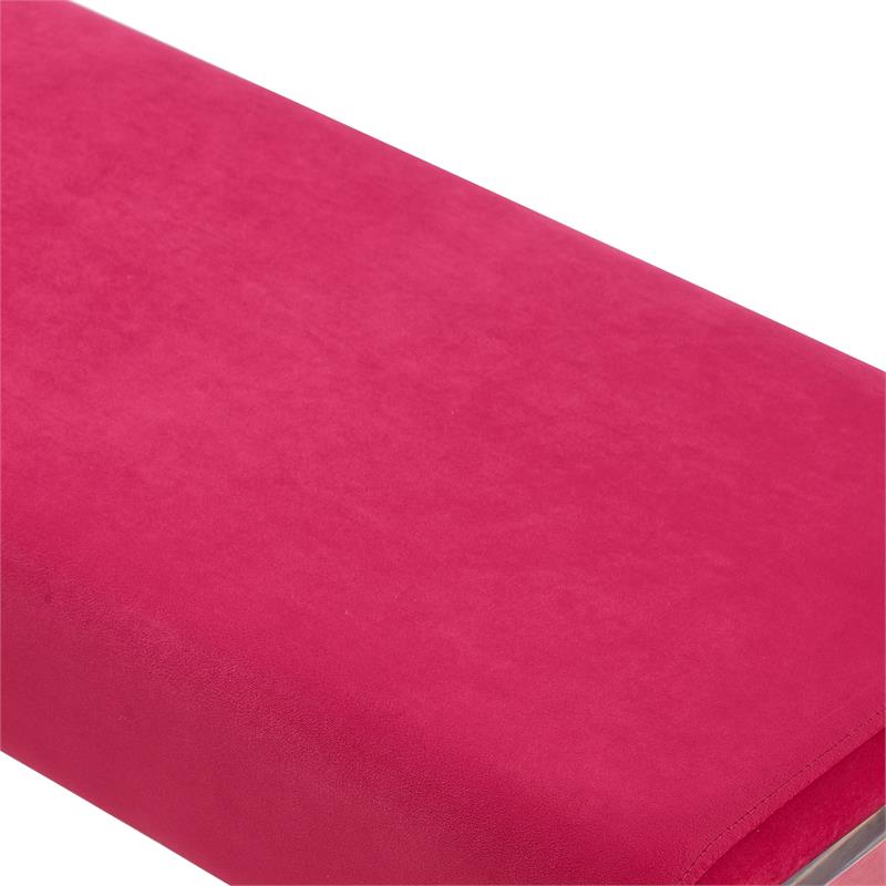 Abygail Bench Fuchsia/Gold Velvet 42.2L x 14.6W x 17.7H Upholstered Acrylic Base