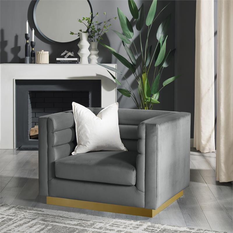Posh Living Aylah Velvet Club Chair Grey