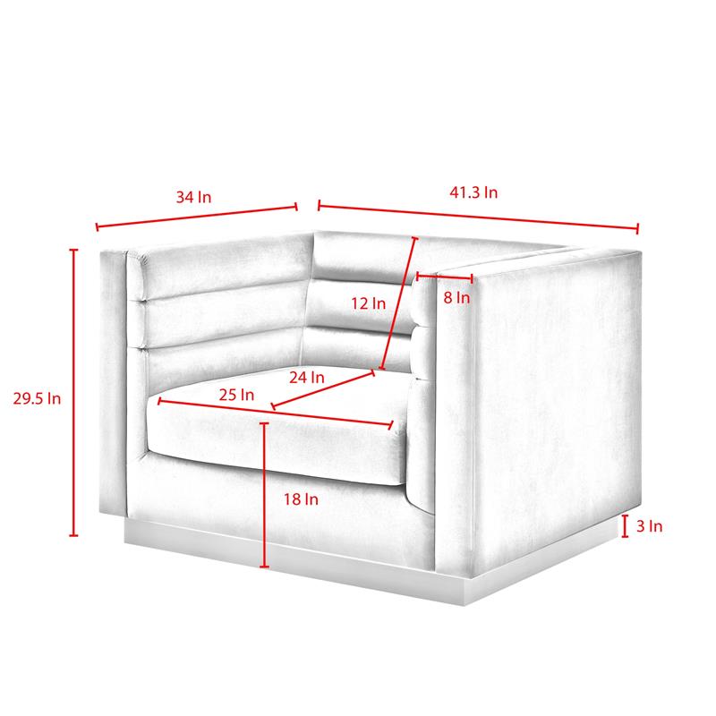 Posh Living Aylah Velvet Club Chair Grey