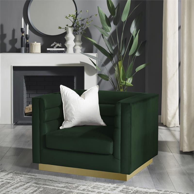 Posh Living Aylah Velvet Club Chair Hunter Green