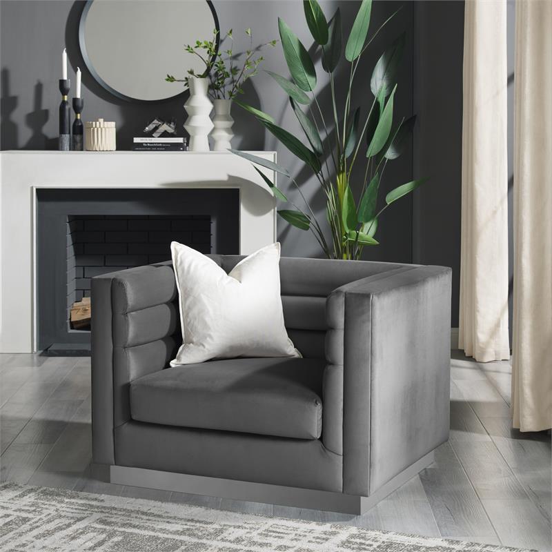 Posh Living Aylah Velvet Club Chair Dark Grey
