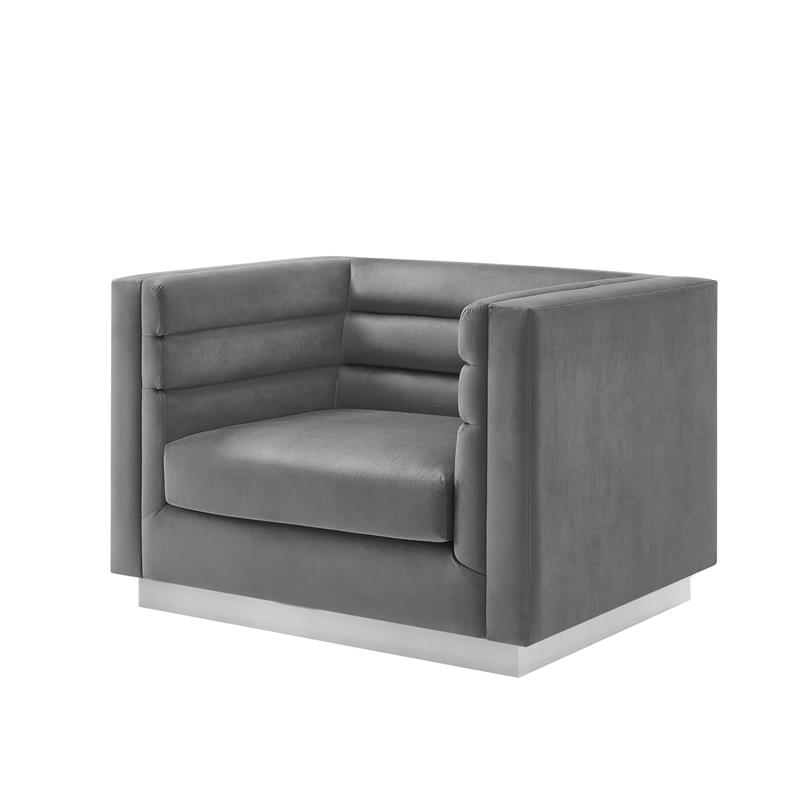 Posh Living Aylah Velvet Club Chair Dark Grey