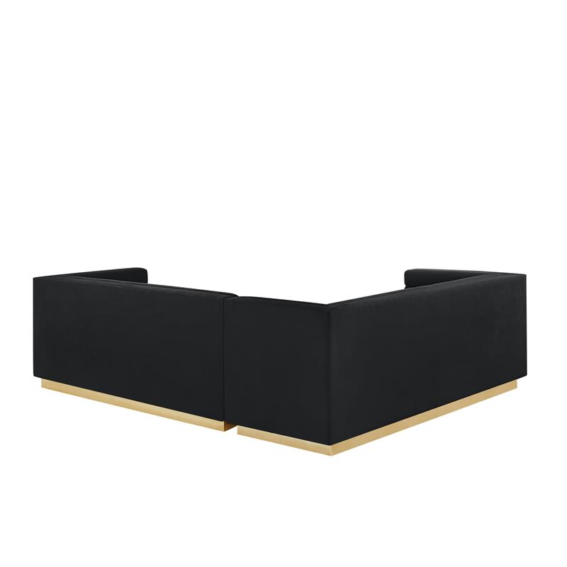 Posh Living Aylah Velvet Left Facing Corner Sectional Sofa Black