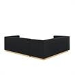 Posh Living Aylah Velvet Left Facing Corner Sectional Sofa Black