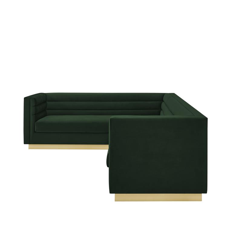 Posh Living Aylah Velvet Left Facing Corner Sectional Sofa Hunter Green
