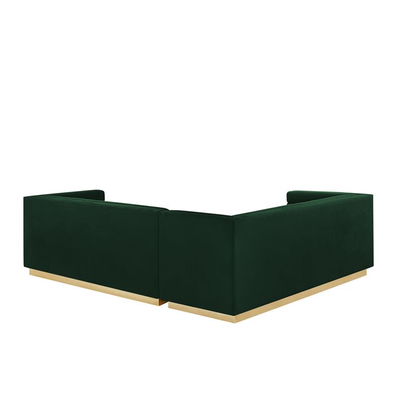 Posh Living Aylah Velvet Left Facing Corner Sectional Sofa Hunter Green