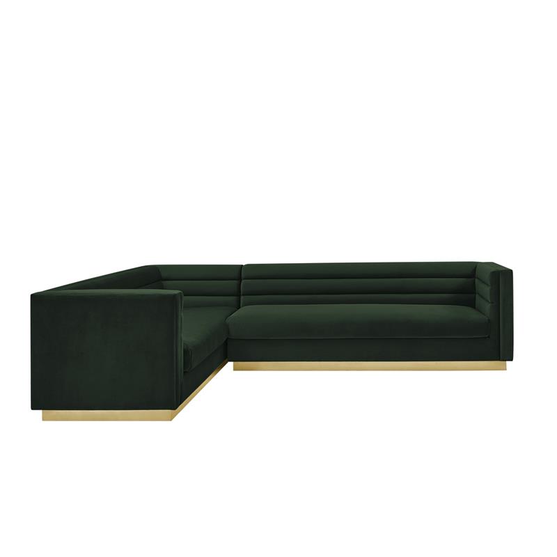Posh Living Aylah Velvet Left Facing Corner Sectional Sofa Hunter Green