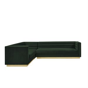 Posh Living Aylah Velvet Left Facing Corner Sectional Sofa Hunter Green