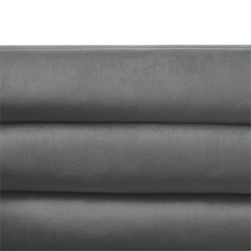 Posh Living Aylah Velvet Left Facing Corner Sectional Sofa Dark Grey